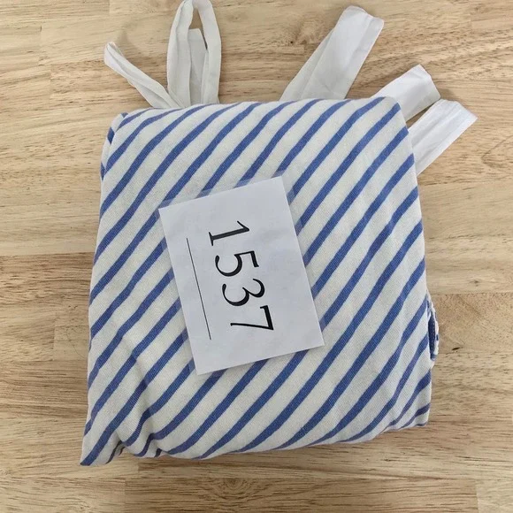 Free People Striped Smocked Midi Dress Blue White Tie Shoulder Women's M - Picture 8 of 12